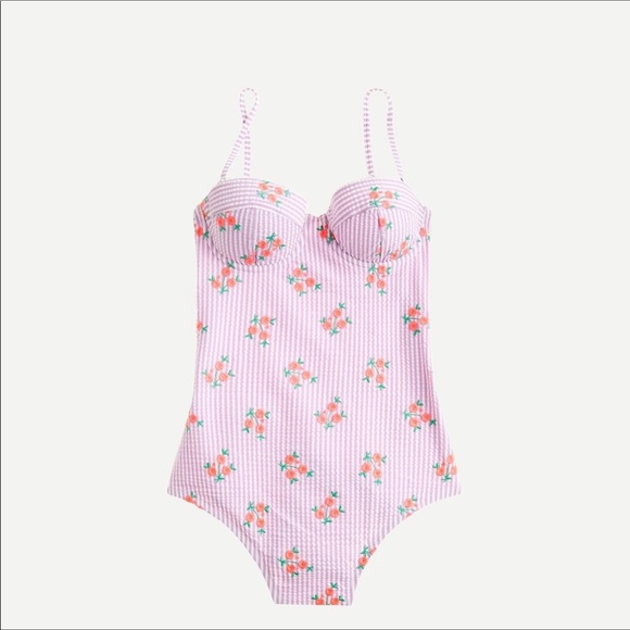 J. CREW One Piece Swimsuit Embroidered Seersucker - Picture 3 of 5